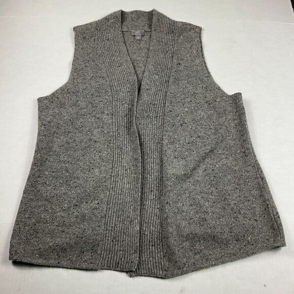 J.Jill Wool Cashmere Open Front Sweater Vest Gray Casual Chic Minimalist Cozy XL - Picture 1 of 10